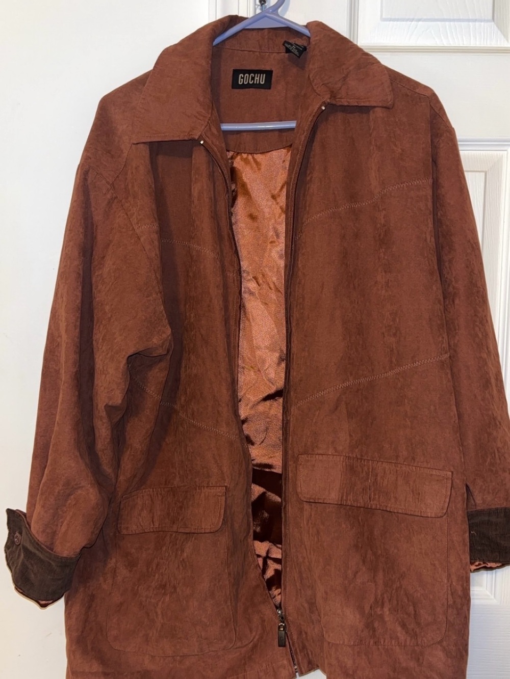 vintage brown faux-suede jacket from the brand GOCHU- Streetwear- 90s - Size Med